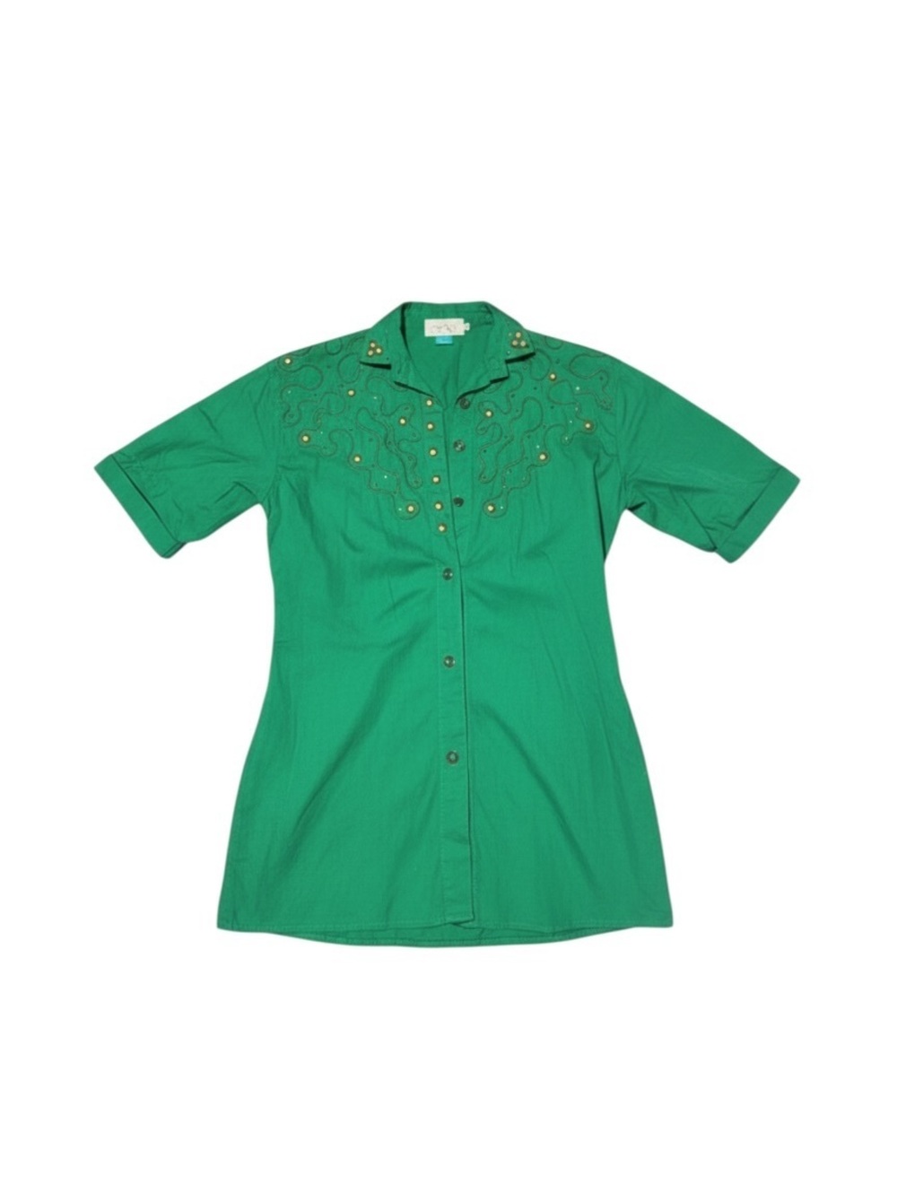 Vintage Cache Green Embellished Western Shirt